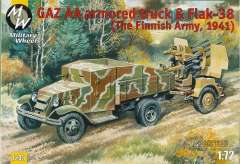 Бронированный грузовик ГАЗ-АА с пушкой ФЛАК-38 (модель 1:72)