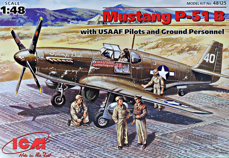 Mustang P-51B с пилотами и техниками ICM. Картинка №1
