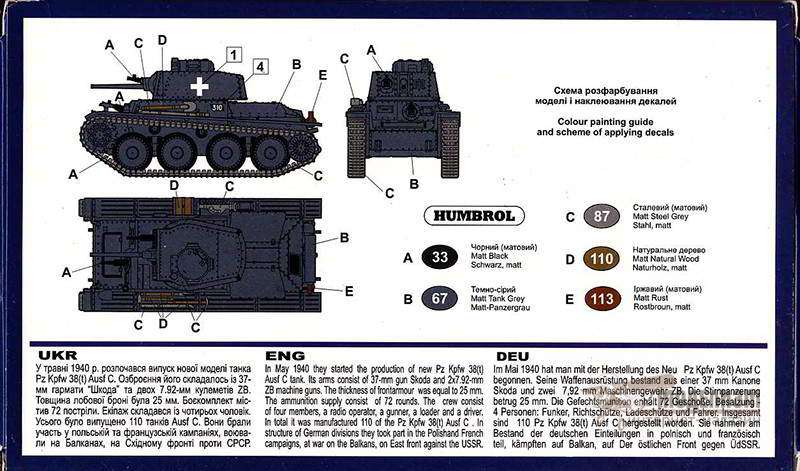 UniModels Танк Pz Kpfw 38(t) Ausf.C. Картинка №2