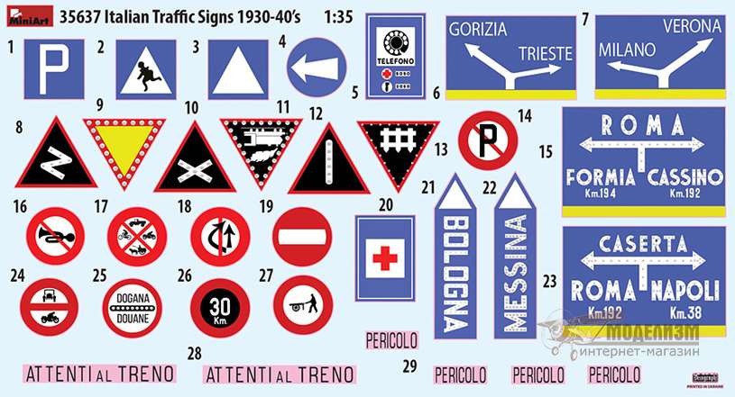 35637 Итальянские дорожные знаки 1930-40 годов MiniArt. Картинка №2