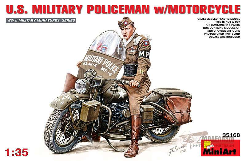 35168 Американский военный полицейский с мотоциклом MiniArt. Картинка №1